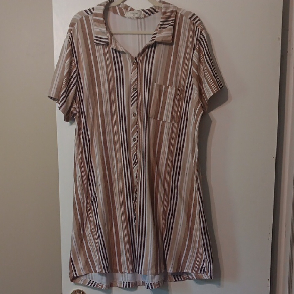 Striped Button-Up Shirt Dress